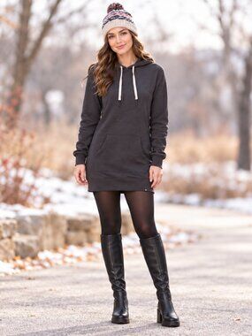 80Eighty Hooded Dress Womens S/M Gray Fleece Lined Grunge Streetwear Preppy NWT